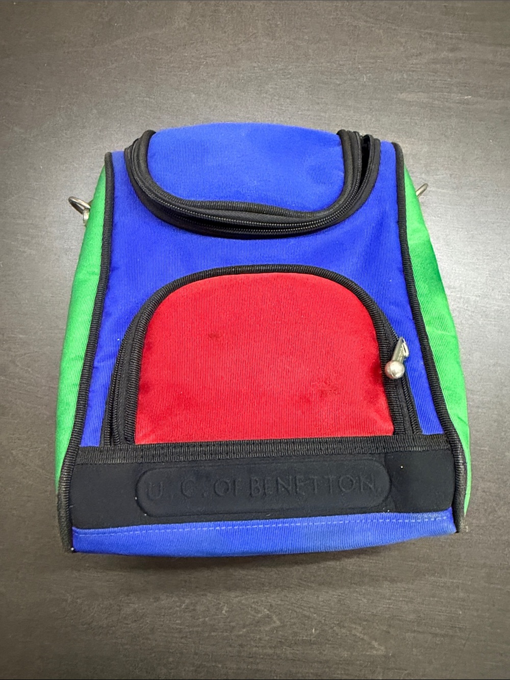 Vintage United Colors of Benetton Crossbody/bookbag Bag - Blue/Red/Green